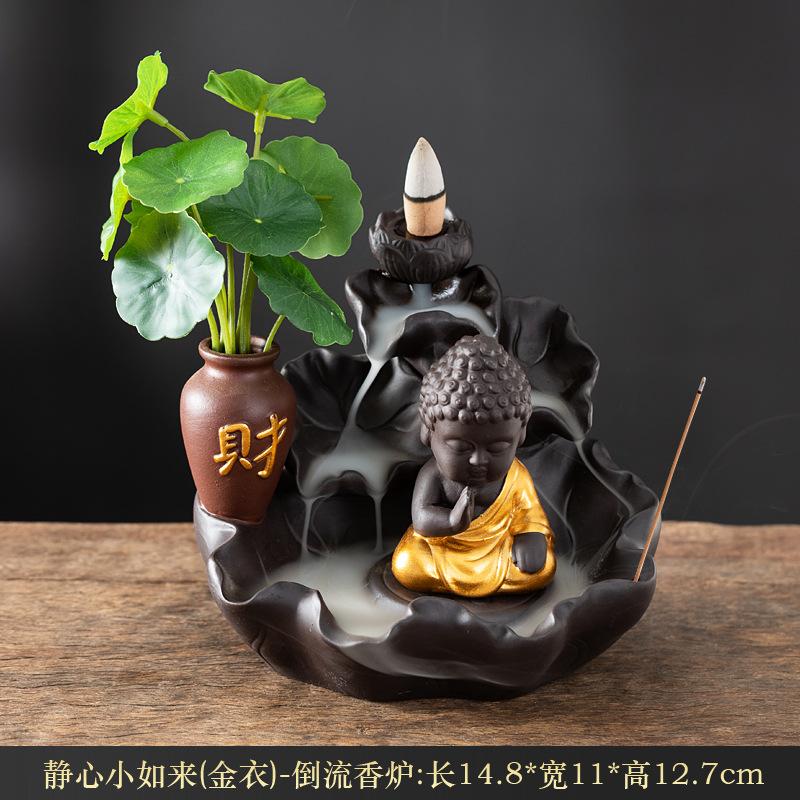 Luxusní světlo Nové Buddha Ruční Zpětný Proud Kadidlo Hořák LED Lampa Kroužek Domácí Dekorace Fialový Písek Zen Kadidlo Hořák Kadidlo Table