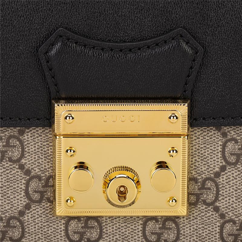 GUCCI Padlock Canvas With Leather Lock Bag, Messenger Bag, One Shoulder Handbag, Crossbody Bag Mini Unisex