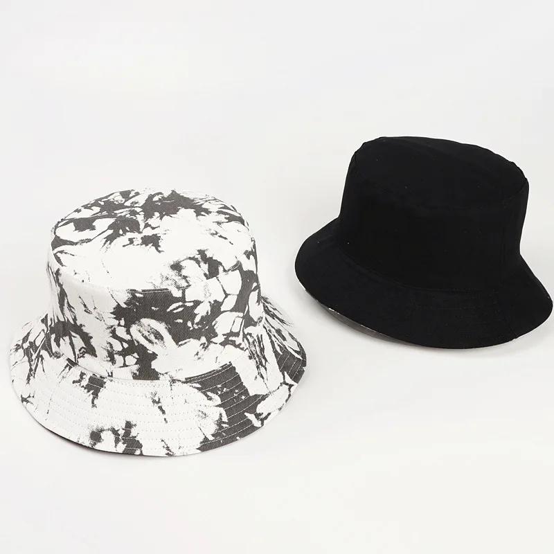 New Unisex Outdoor Tie Dye Fisherman's Hat Personality Women Double Sided Bucket Cap Europe Men Uv Protection Panama Sun Caps