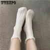 White Jk Socks Lolita Women Socks Mid-calf Thin Bubble Mouth Cute Japanese Uniform Lace Short Socks