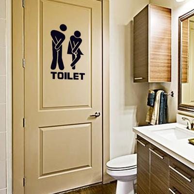 Sticker Self-Adhesive Removable Wall Toilet Sign PVC Bathroom Decor for