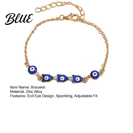 Mediterranean Good Luck Bracelet Evil Eye Hand of Fatima Women