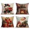 Retro Christmas Illustration Cushions Pillowcase Polyester Cushion Cover Throw Pillow Sofa Decoration Pillowcover Home Decor