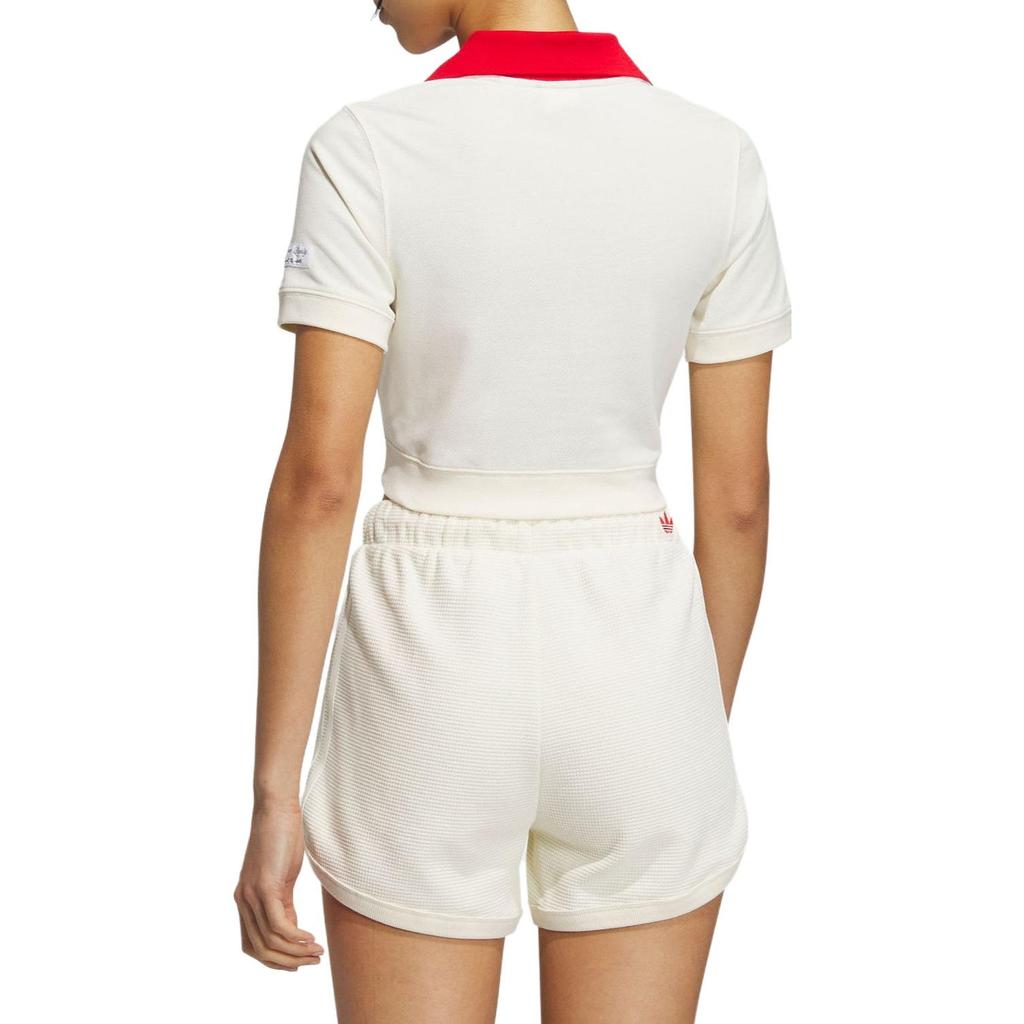 (WMNS) Adidas Originals X Notitle Tennis Crop Short Sleeve Polo Shirt 'White Red' Women's IN1082