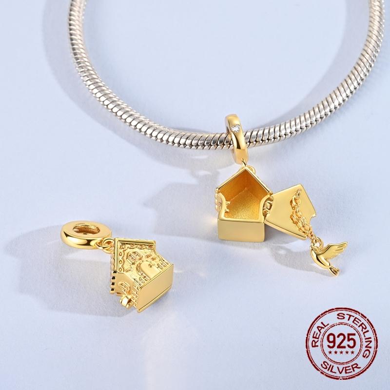 Golden Bell Charms Copper Craft Can Be Opened And Closed Dangle Pendant Fit Bangle Bracelet Necklace Handmade Jewelry