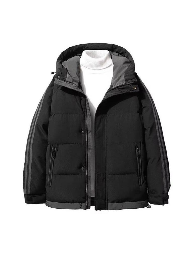 Men's Plus Size Hooded Winter Jacket - Windproof Down Cotton Coat for Youth