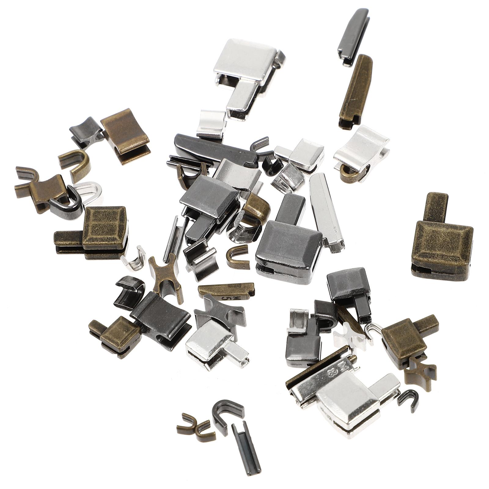 

24 Комплекта Металлические Слайдеры для Молнии Фиксатор Вставной Штифт Стопор для Молнии Аксессуары Заглушка Набор для Ремонта Молнии для Пальто Дома DIY (Смешанный 1.7X1CM