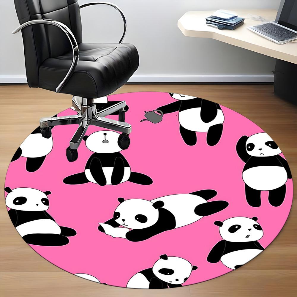 1pc Panda Circle Office Round Area Rug, Under Office Chairs Bedroom Living Room Home Decor, Room Deco, Available in Various Sizes