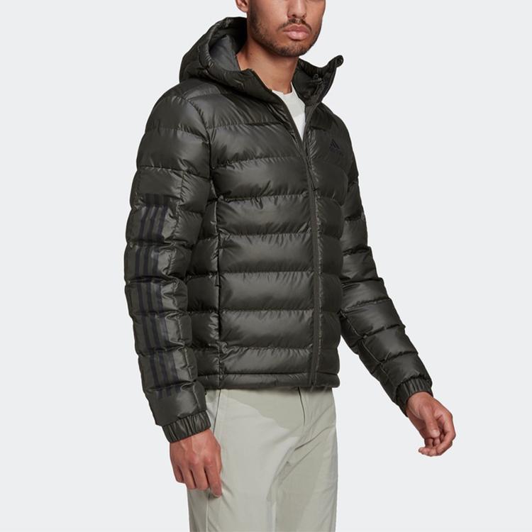 adidas Casual Sports Warm Logo Hooded Cotton Jacket Men Jacket Dark-Earth-Brown GK0640