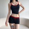 Summer Sporty Casual Two-Piece Set: Embroidered Sling Vest & Shorts for Girls