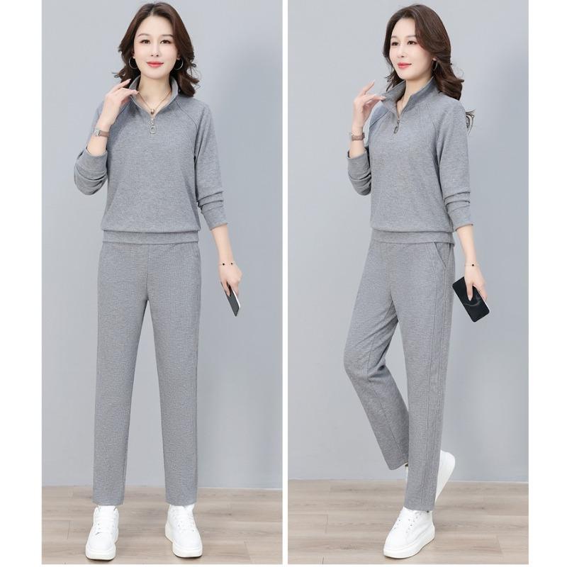 Fashion Stand Collar Half Cardigan Zipper Sport Suit for Women Spring Autumn Casual Sports Outfit Tracksuit for Ladies
