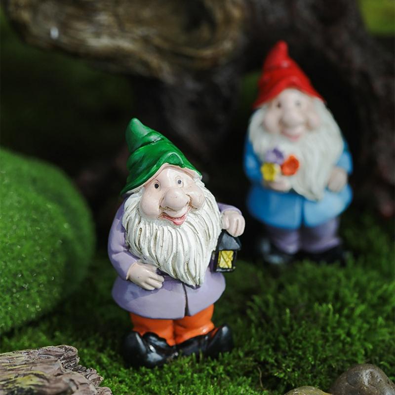 Mini Gnome Figurines Hand-painted Cute Resin Dwarfs Statue Micro Landscape Outdoor Garden Desktop Decoration Ornament 2025 New