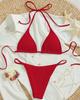 Euro-American Lace-Up Halter Triangle Bikini Set - Sexy Beach Swimsuit