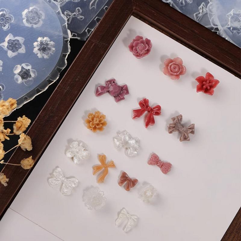 1Pcs 3D Bow Tie Nail Art Heart Shape Silicone Mold Star  Shape Mold Templates Gel Print Stencils Manicure Decoration