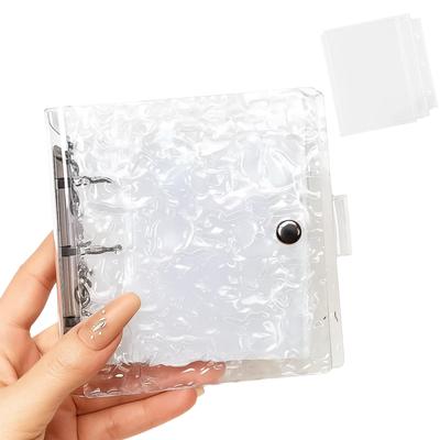 ZTFTA8 Clear Acrylic Sticker Book with Ripples of Ice and Water 30 Inner Single Grid for Small Card Compact Trading Card Sticker Popular with Students