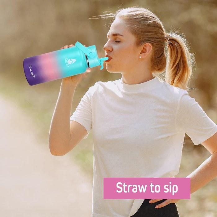 SYACOT Water Bottle 32/40/64 Oz Stainless Steel, Insulated, Leak Proof (Mint/Pink/Purple)