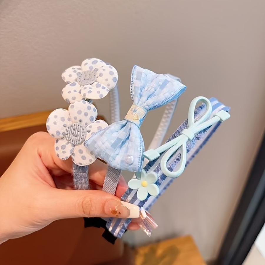 Set of 3 Bow Flower Hairbands for Autumn And Winter, Non-Slip Hair Additions for Princesses with Teeth To Hold Hair In Place