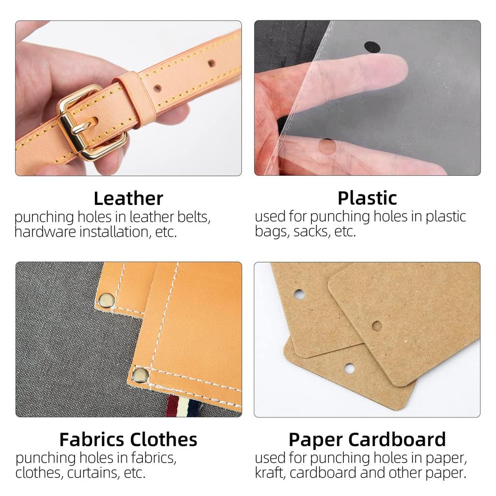 WUTA 10-Piece Hole Punch Set, Round Hole Punching Tools (0.5mm-5mm)