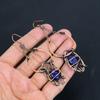 Blue Sapphire Earrings, Handmade Gemstone Earrings, 999 Copper Wire Wrapped Earrings Antique Jewelry, For Engagement Gift