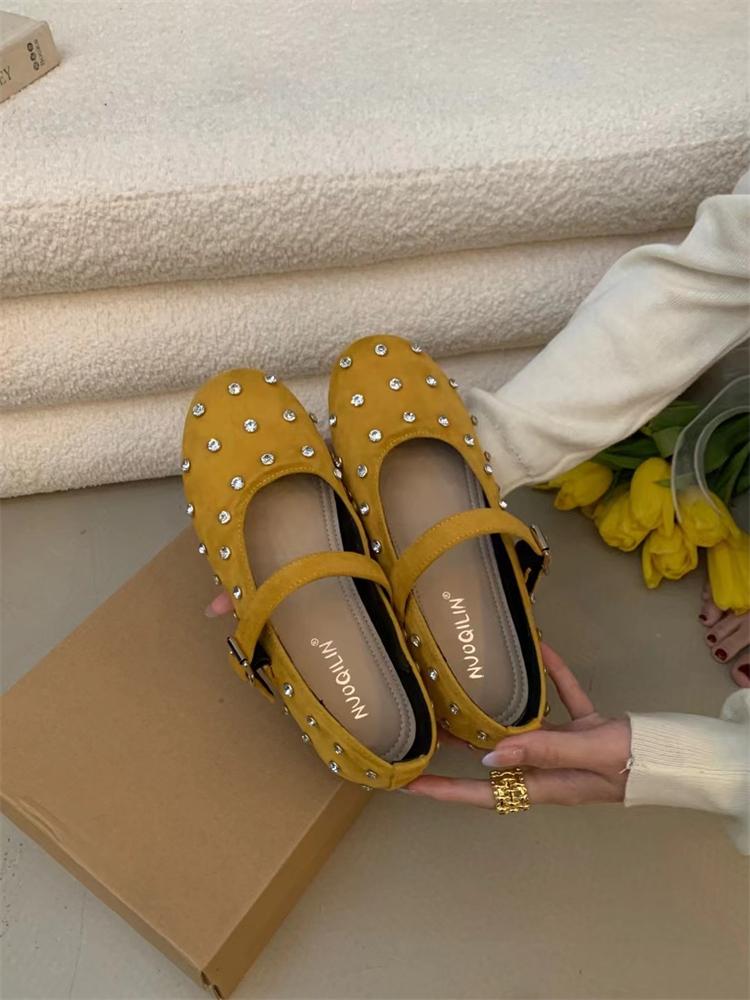 Fashion IPPEUM Ballet Flats For Women Round Toe Buckle 2025 New Fashion Ballerines Femme