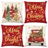 Christmas Theme Short Plush Pillow Cover Set Holiday Print Cushion Case for Living Room Sofa Home Decor 45x45cm