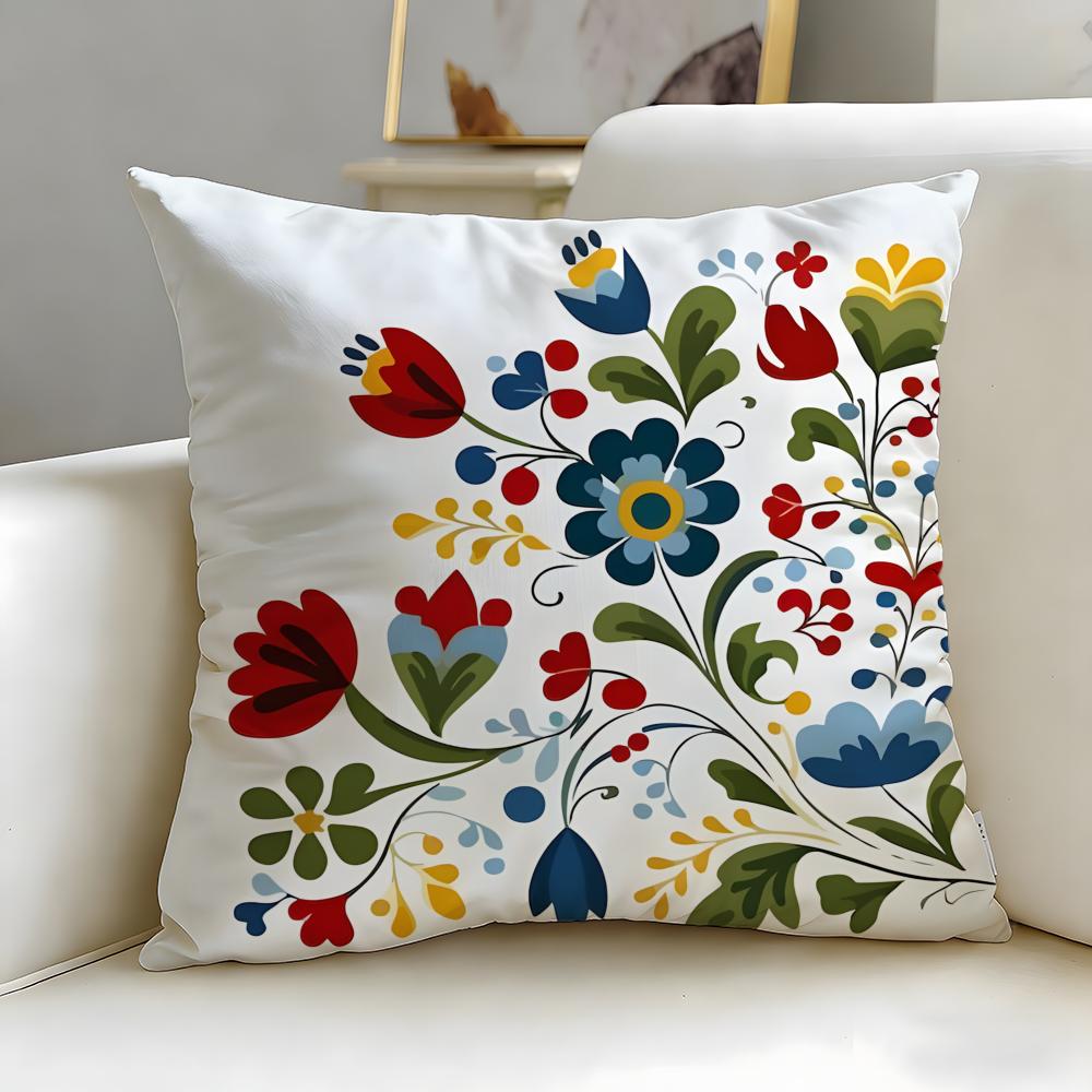 Scandinavian Floral Cushion Cover Soft  EasyWash Pillow Case  Versatile for Couch Bed Travel and Office