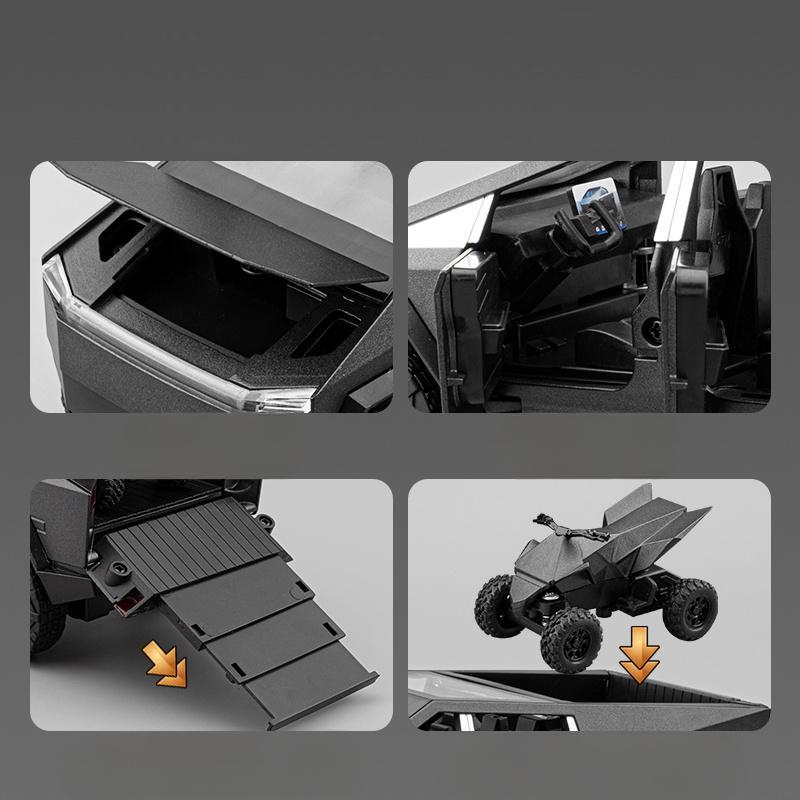 1/24 Tesla Cybertruck RC Car Off Road SUV Pickup Truck Alloy Die Cast Model Car Remote Control Car Gifts Competition Car Boys Toy Kids