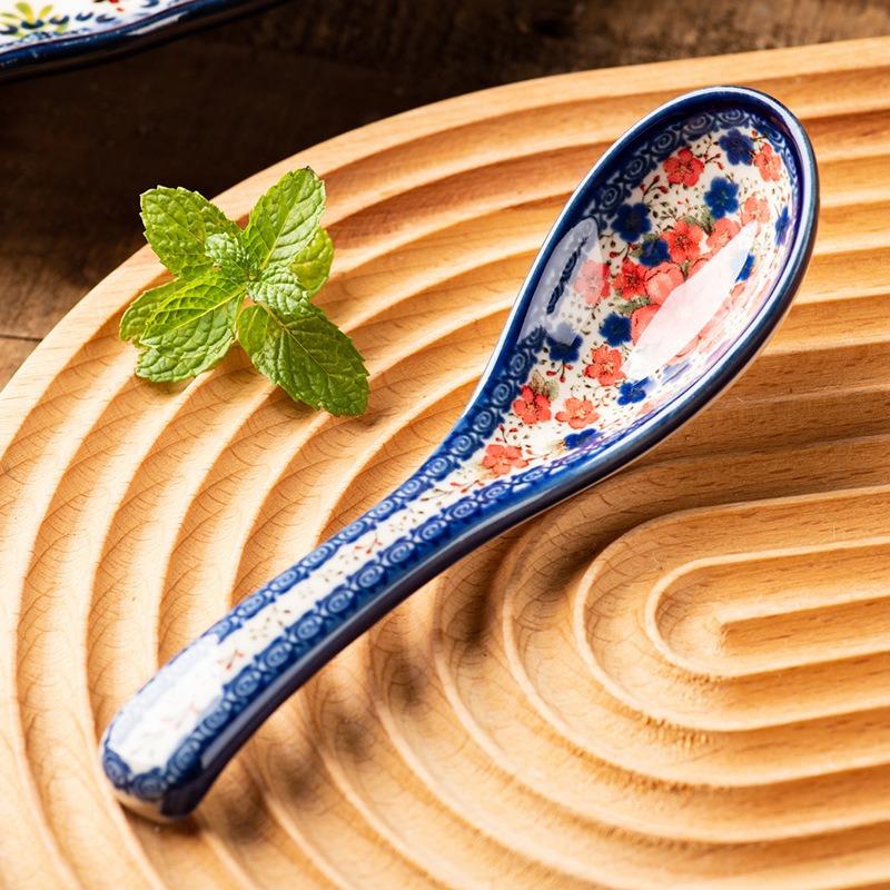 Small spoon ceramic spoon spoon household creative eating spoon retro tableware soup porcelain