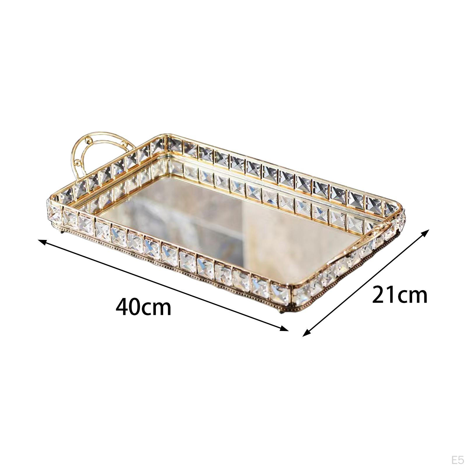 Plateau Rond En Verre Miroir Noir Doré 25x25cm - Organisateur Bijoux, Parfums, Maquillage - Décoration Table Commode - 4