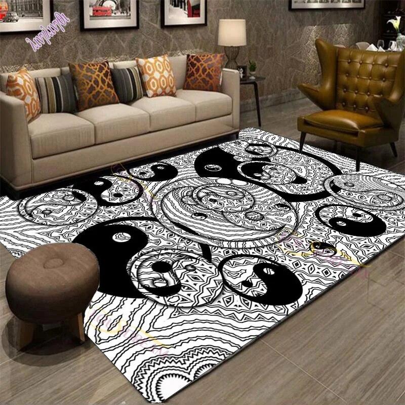 Modern Chinese Dragon Tiger Tai Bagua Yin Yang Area Rugs Living Room Carpet for Children Play Home Deco Floor Mat and Carpets