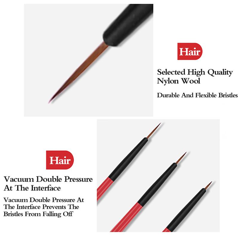 3Pcs Acrylic Nail Art Brush Nail Art Dotting Pen Drawing Painting Set Diy Design Nail Art Dotting Tools 5/7/11Mm