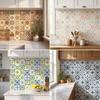 Kitchen Bathroom Wall Stickers 3Pcs 2D Retro Floral Tile Stickers, Self-Adhesive Waterproof Oil Proof Water Resistant Covers Decals, Peel &