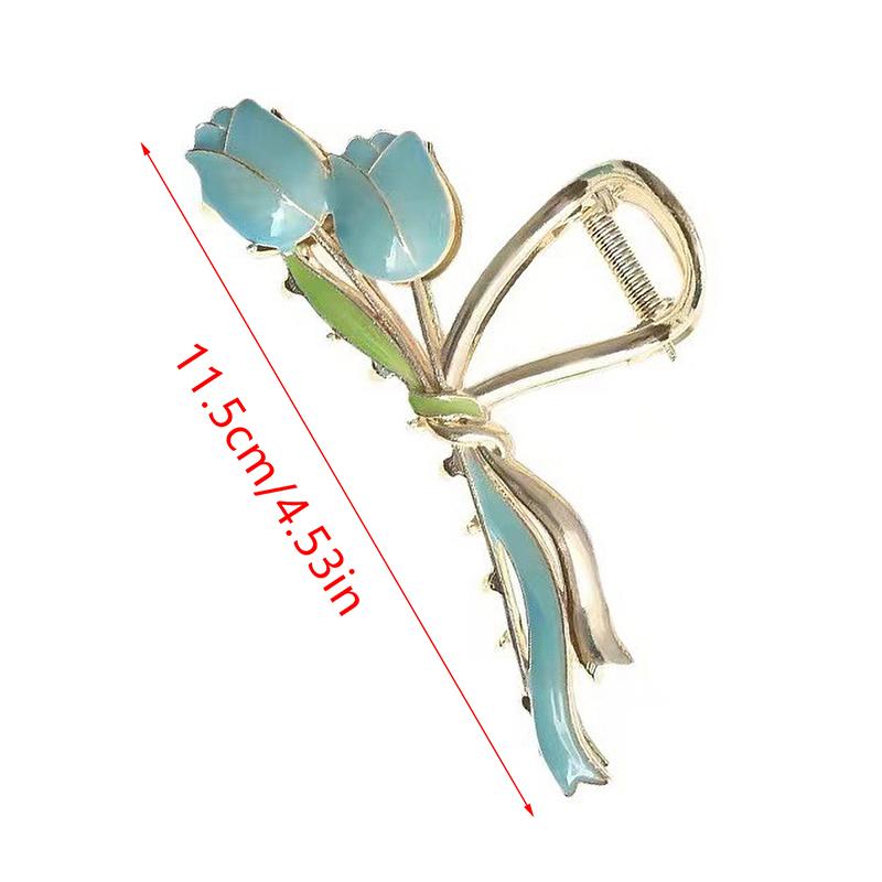 Tulip Flower Hair Clip Back Head Grab Clip For Woman Fashion Ponytail Fixed Hairpins Simple Oversize Shark Clip Hair Accessories