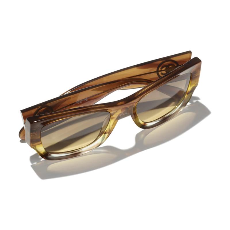CHANEL Lens Letter Decoration Irregular Shape Sunglasses Women’s Brown