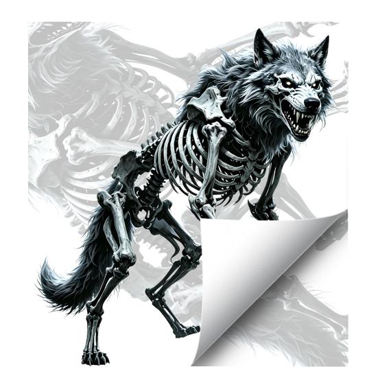Angry Skeleton Wolf for Windows Halloween Window Static Glass Sticker And Doors Clings