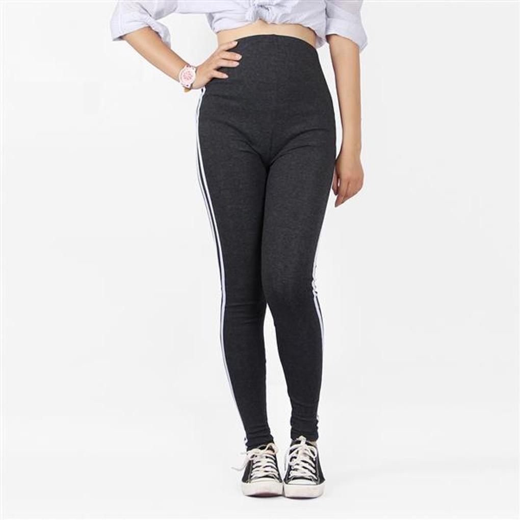 Träningsleggings med linje-till-linje-design (Mörkgrå)