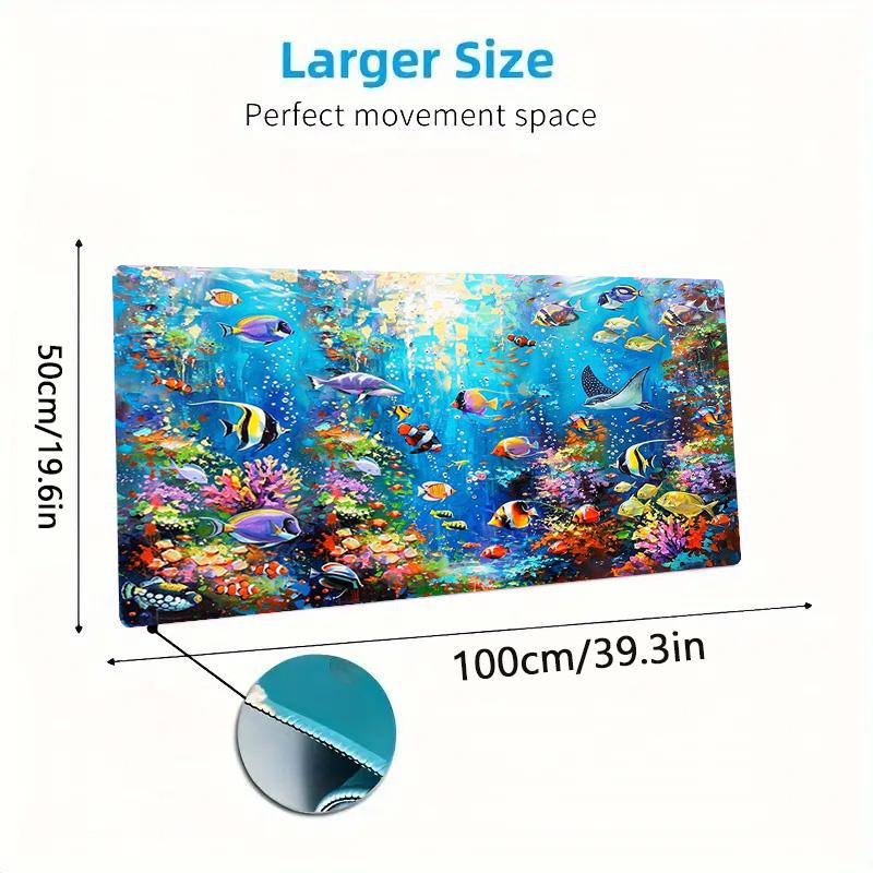 Underwater Artbig Fish Art Color Mouse Pad Large Gaming Table Cushion Non-slip Laptop Tablet Big Mousepad XXL Mat Mini PC Playmat With Lock Edge