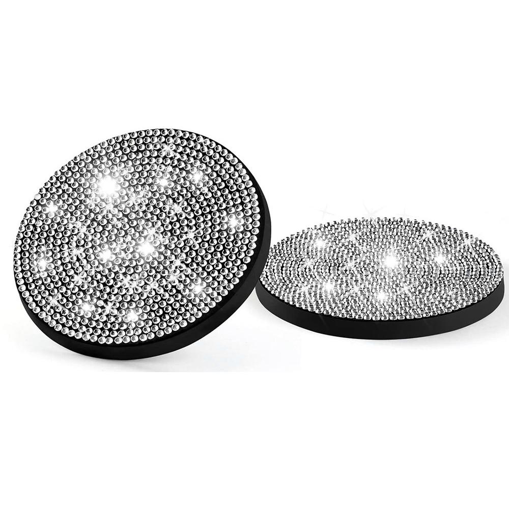 

2pcs Bling Car Cup Holder Coaster, 7cm Anti-Slip Shockproof Universal Fashion Coasters Insert Crystal Rhinestone белый