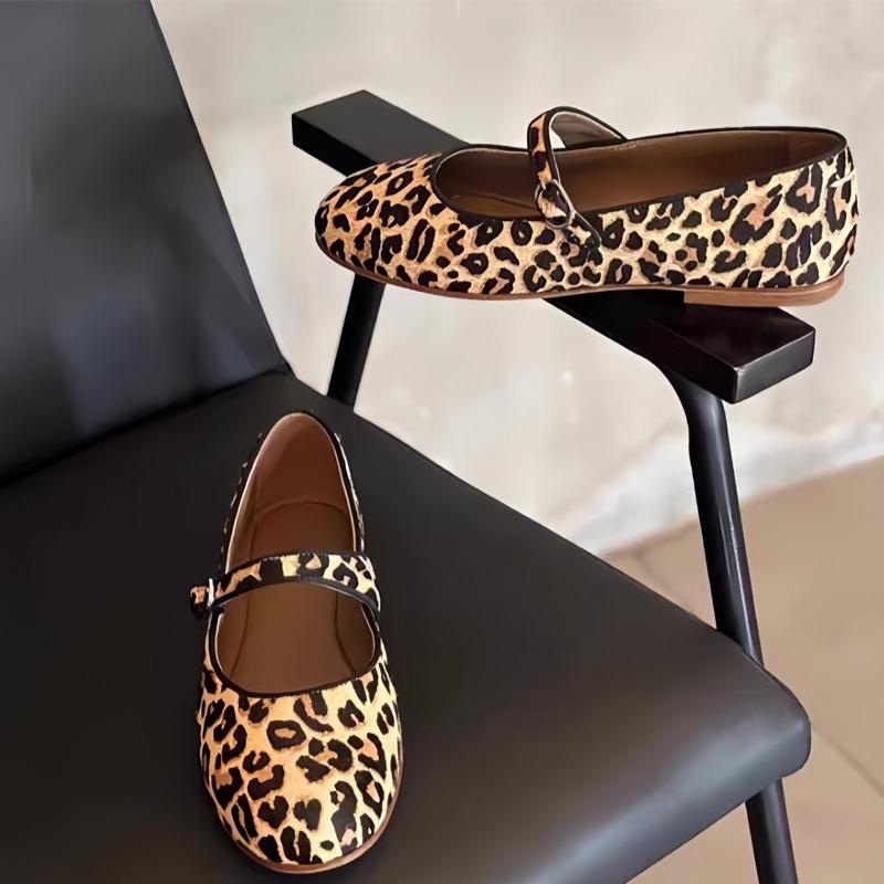 New Style Mary Jane Ballet Flats Women Shoes Leopard Print Comfortable Soft Round Toe Flat Shoes for Women Zapatos Mujer