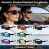 Polarized Square Sunglasses for Men Women UV400 Protections Sport Sunglasses Driving Fishing Sun Glasses with Blue Mirror Lens