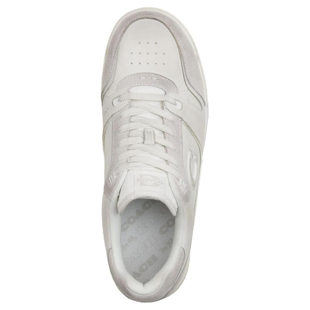Coach Soho Distressed Leather Round Toe Lace-Up Low-Top Sneakers Men Sneakers White CCK60-W2P