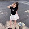 Summer Sweet Cartoon Bow Short Sleeve Two Piece Cake Dress Set