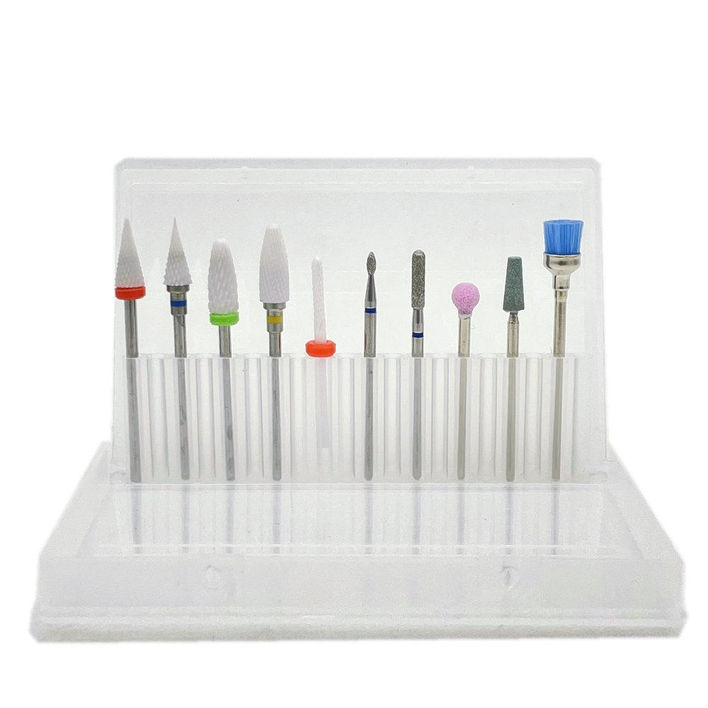 10pcs Manicure Ceramic Nail Drill Bits Set Removing Gel Varnish Drill Manicure Machine Pedicure Nail Bits for Electric Drill