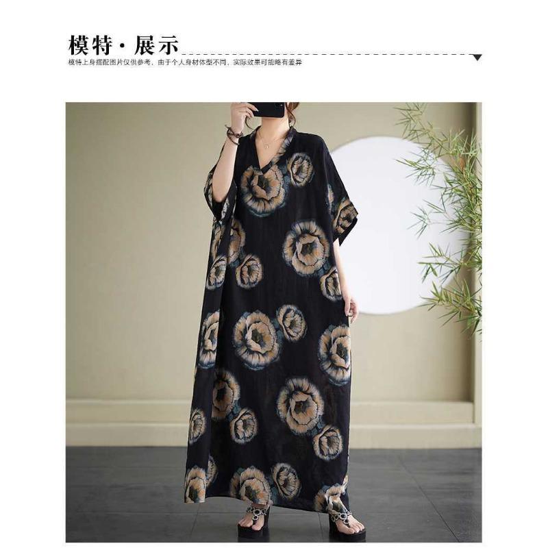 V-Neck Vintage Long Flesh-Covering Dresses