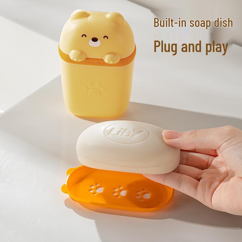 Cute Travel Soap Box with Draining Lid - Portable Cartoon Soap Dish for Business Trips