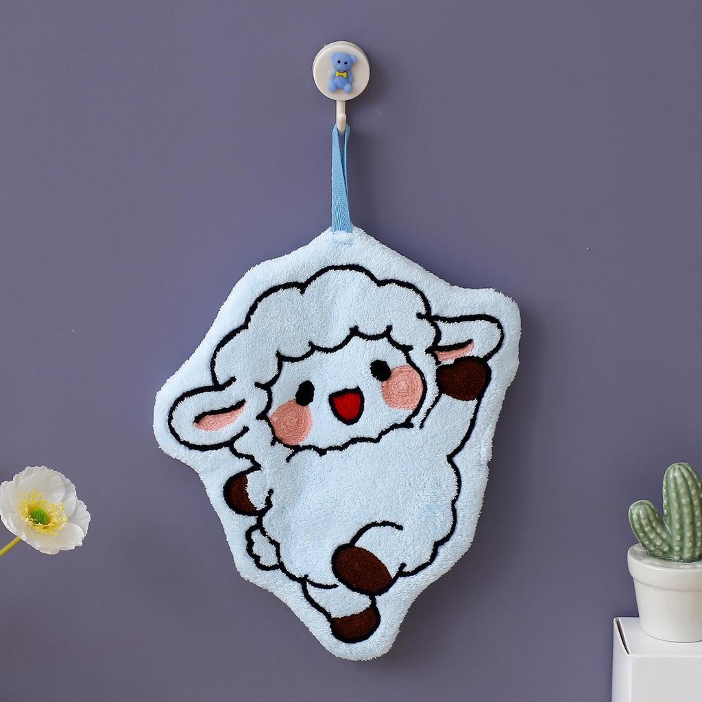 Adorable Cartoon Sheep Coral Fleece Hand Towel for Kids