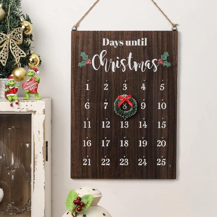 Kids Participatory Christmas Clock Calendar Sustainable Wood Wall Suspended Easy Arrange Plan