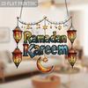 Ramadan Kareem Window Hanging Decor 2D Flat Acrylic Lantern Star Crescent Moon Islamic Ornaments Eid Mubarak Home & Party Decor