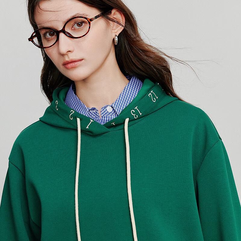 Women's Loose Fit Embroidered Hooded Sweatshirt