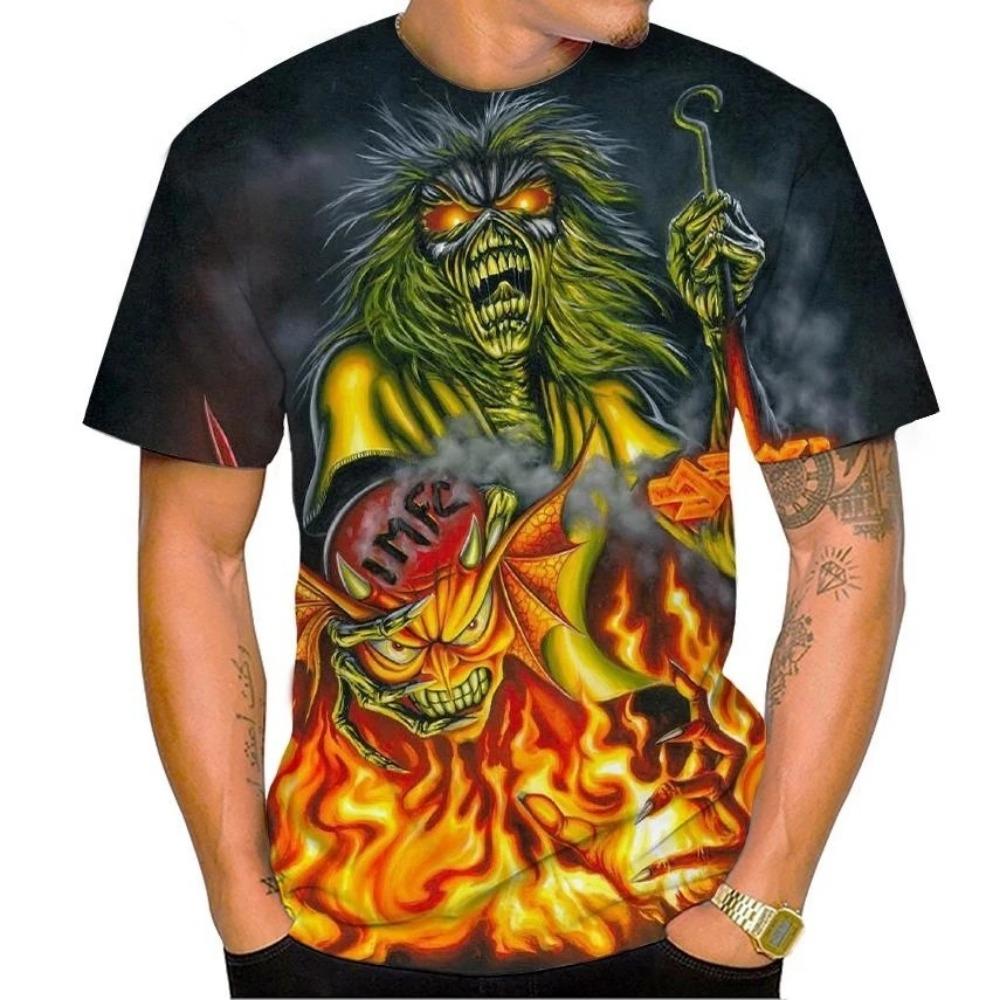 Hot Selling New Live Dead 3D Printing T-shirt Rock Music Round Neck Short Sleeve Heavy Metal Fashion Casual Men's Unisex Top